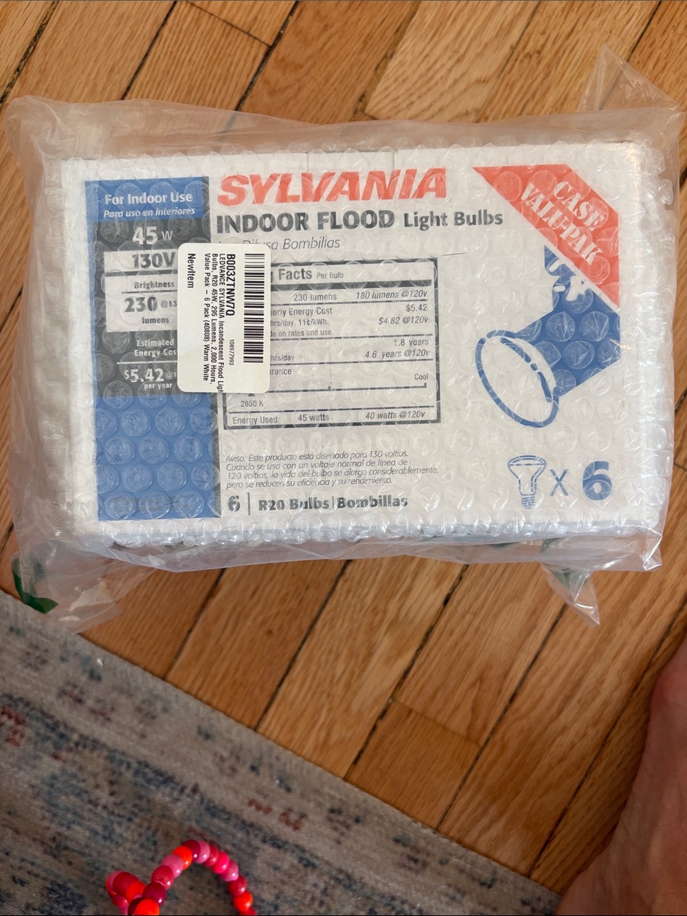 Sylvania indoor flood light bulbs, 45 W/130 V – incandescent brand new in box